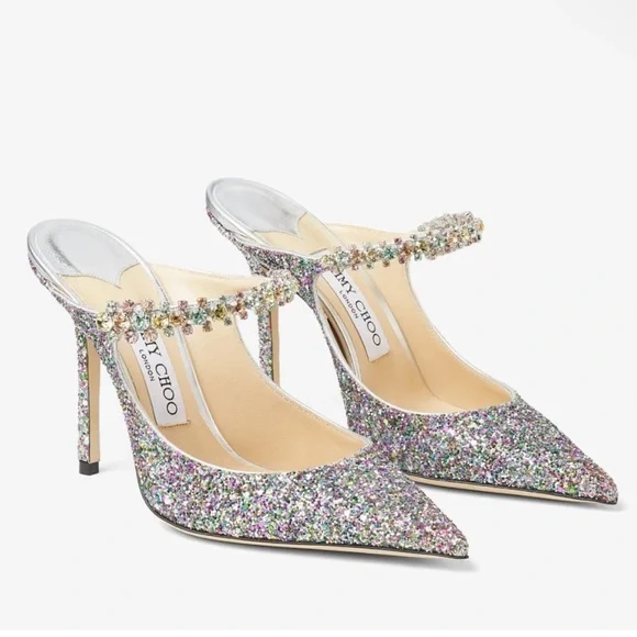Jimmy Choo Bing 100 Sparkly Mules Size 41 - Picture 3 of 17